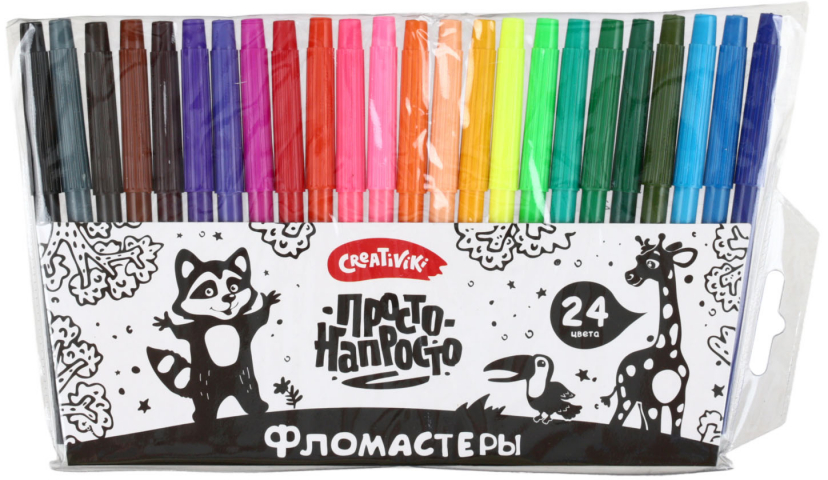Фломастеры Creativiki «Просто» классические 24 цвета, толщина линии 1-2 мм, вентилируемый колпачок