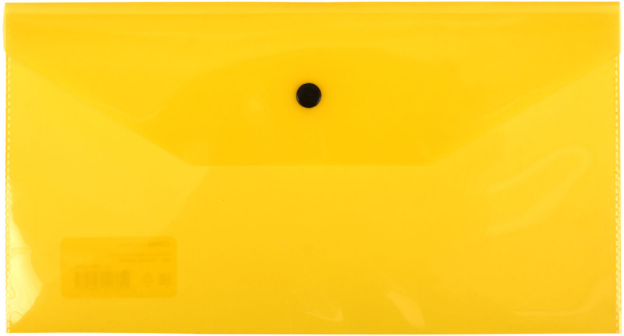 Папка-конверт пластиковая на кнопке «Стамм.» С6+ толщина пластика 0,15 мм, прозрачная желтая