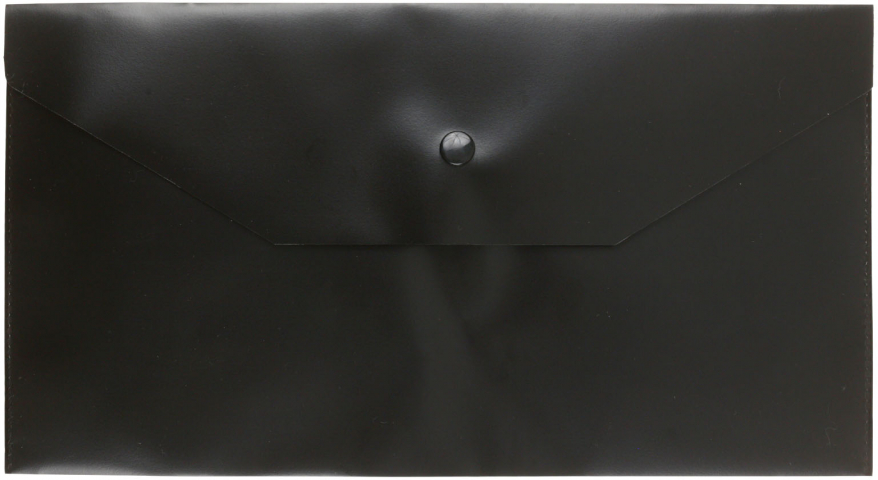 Папка-конверт пластиковая на кнопке «Стамм.» С6+ толщина пластика 0,15 мм, черная