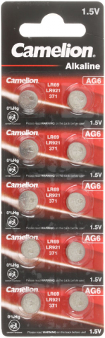 Батарейка щелочная дисковая Camelion Alkaline AG6, LR921, 1.5V, 10 шт.